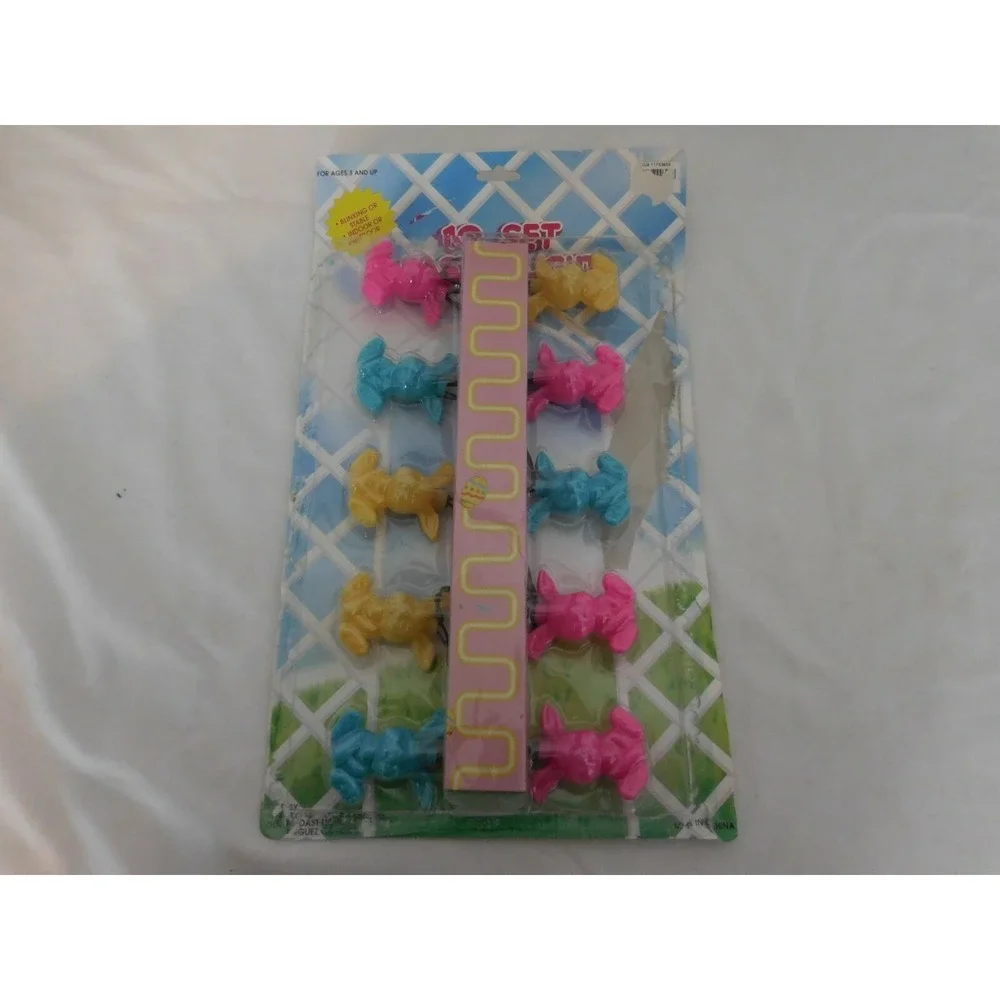 Easter Multi Color Bunny Rabbit (10) String Light Set Blow Mold  Vintage